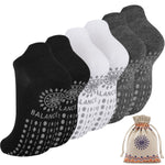 Load image into Gallery viewer, Classic Black White Gray Ankle Grip Socks(3 Pairs)