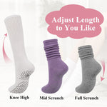 Load image into Gallery viewer, Long Scrunch Solid Pilates Socks(3 pairs)