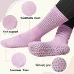 Load image into Gallery viewer, White & Lavender Scrunch Grip Socks for Pilates(2 pairs)