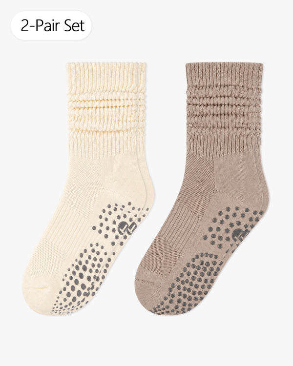 Neutral Scrunch Grip Socks