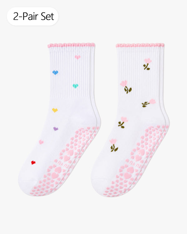 yoga socks Heart Floral Duo