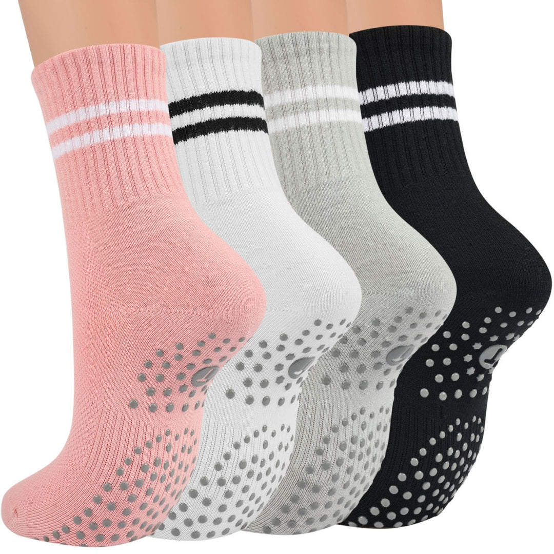 Classic Stripe Crew Grip Socks(4 pairs)
