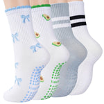 Load image into Gallery viewer, Bow &amp; Avocado Crew Grip Socks(4 pairs)
