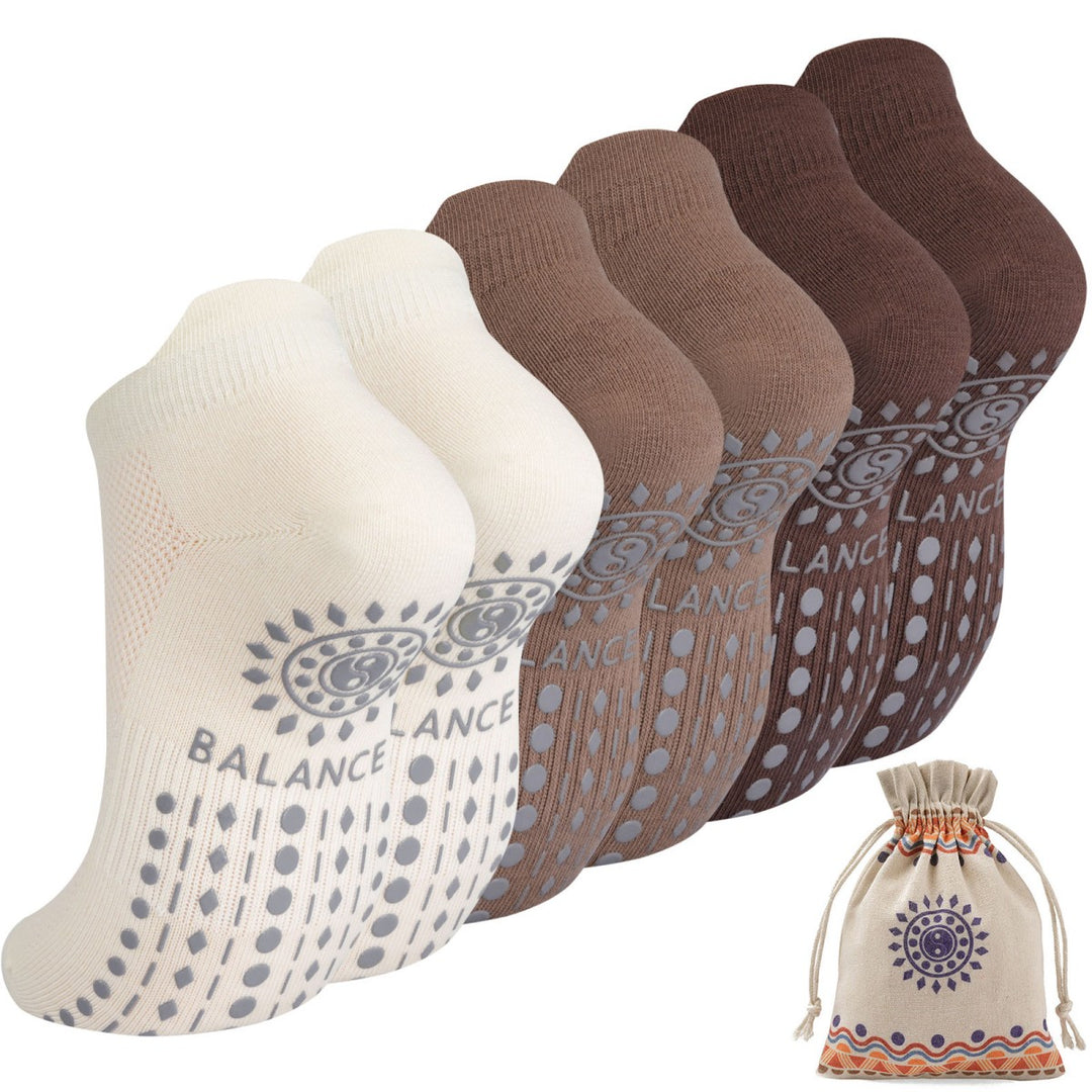Solid Maillard Ankle Grip Socks(3 Pairs)