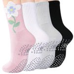 Load image into Gallery viewer, Flower Crew Grip Socks for Pilates(4 pairs)
