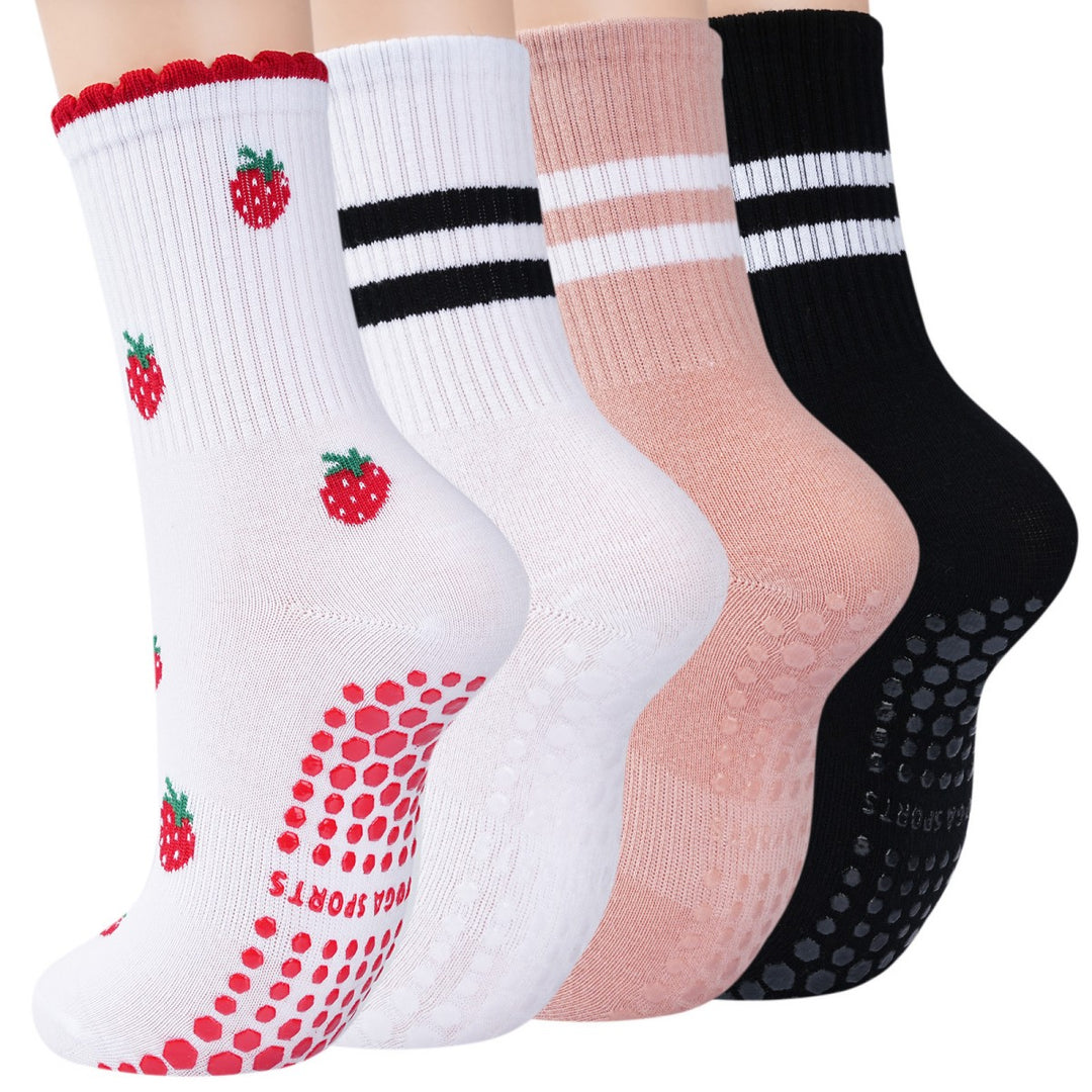 Strawberry Grip Crew Socks(4 pairs)