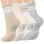 Load image into Gallery viewer, Neutral Stripe Crew Grip Socks for Pilates(4 pairs)
