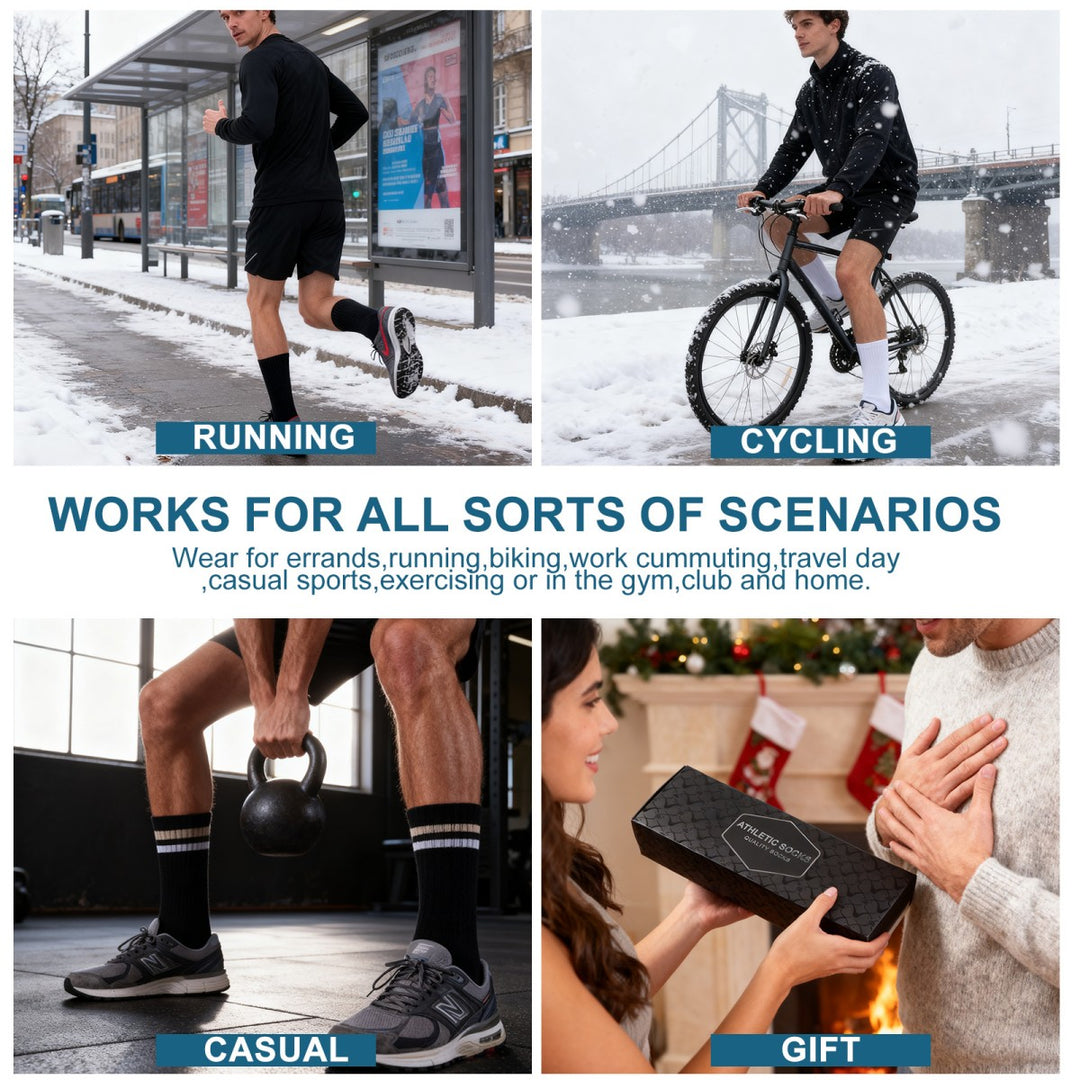 Men's Multicolor Crew Athletic Running Sports Socks(5 Pairs)