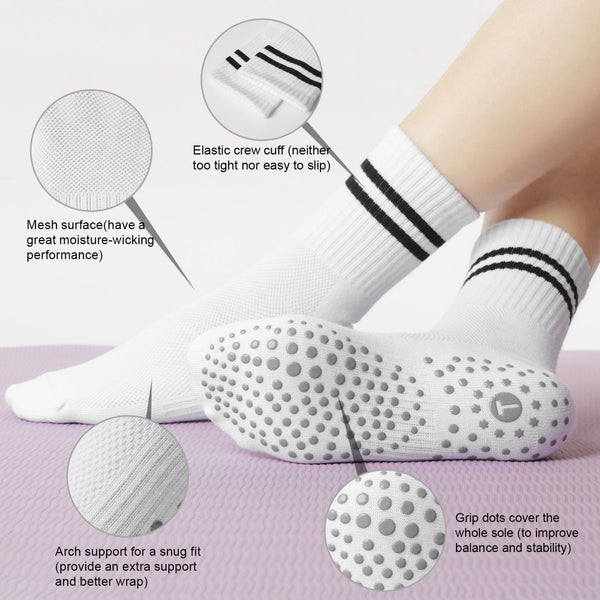 Crew Solid Pilates Socks(4 pairs)