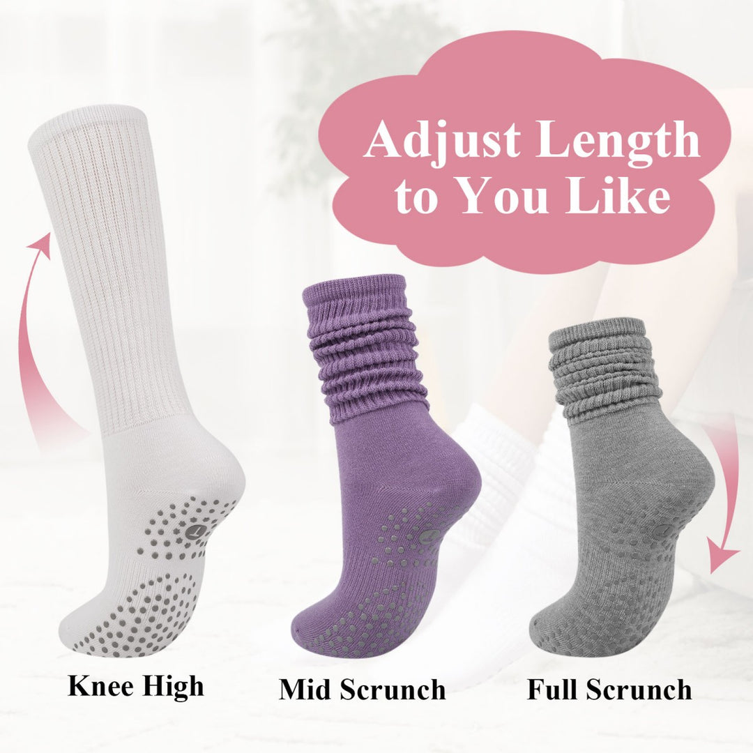 Long Scrunch Solid Pilates Socks(3 pairs)