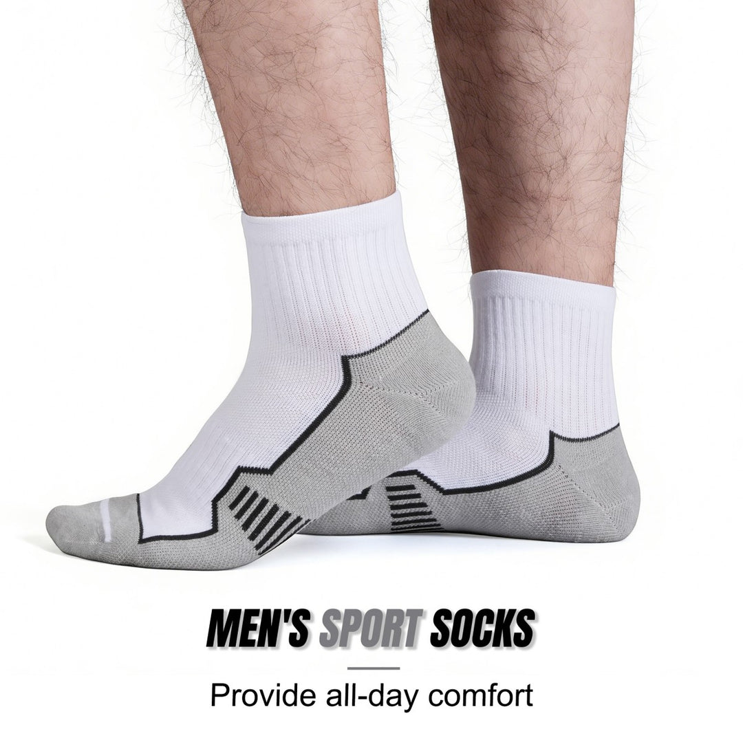 Men's White Ankle Running Socks(6 Pairs)