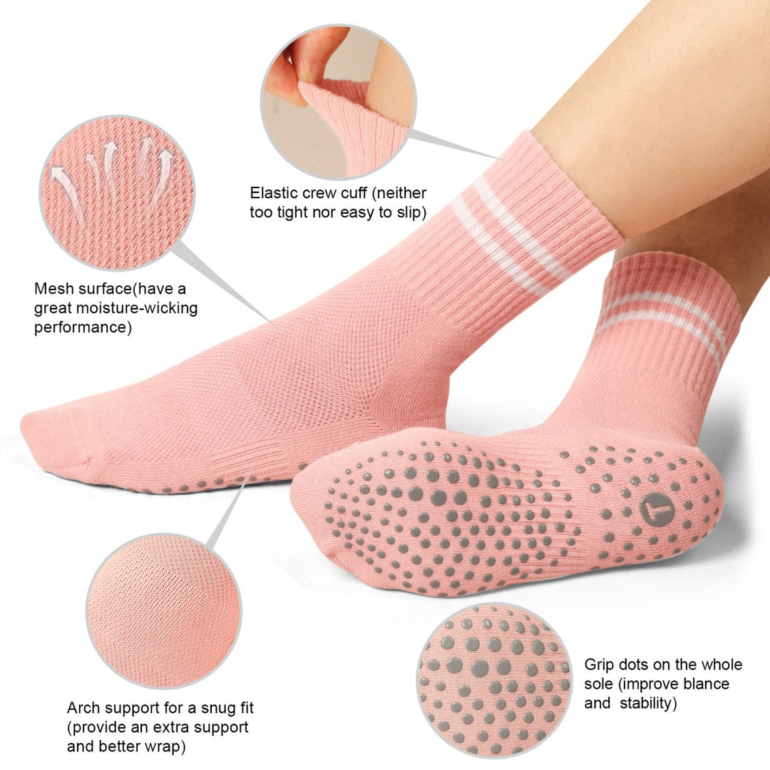 Classic Stripe Crew Grip Socks(4 pairs)