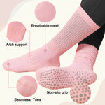 Load image into Gallery viewer, White &amp; Pink Scrunch Grip Socks for Pilates(2 pairs)
