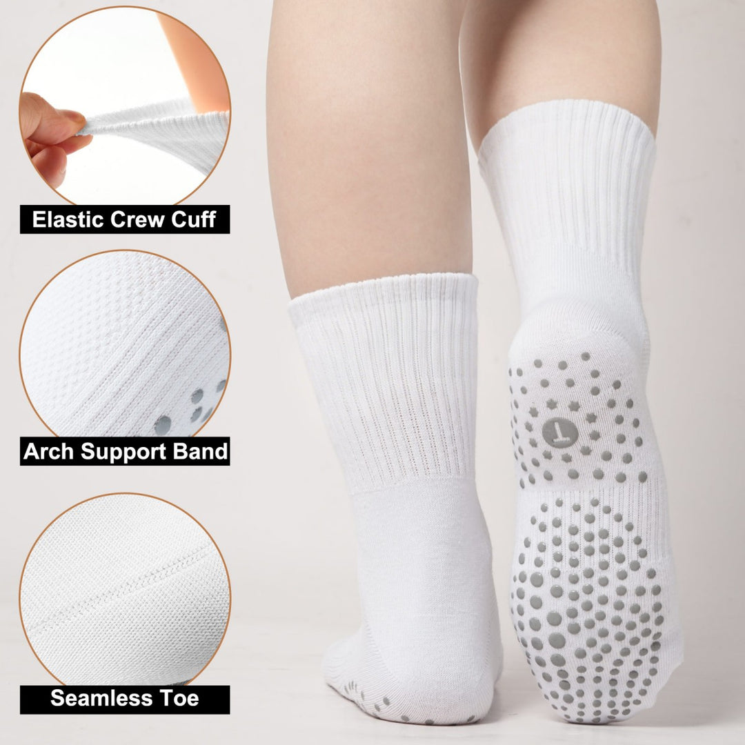 Flower Crew Grip Socks for Pilates(4 pairs)
