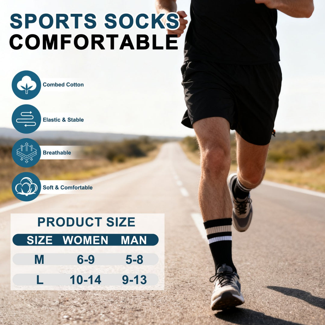 Men's Multicolor Crew Athletic Running Sports Socks(5 Pairs)