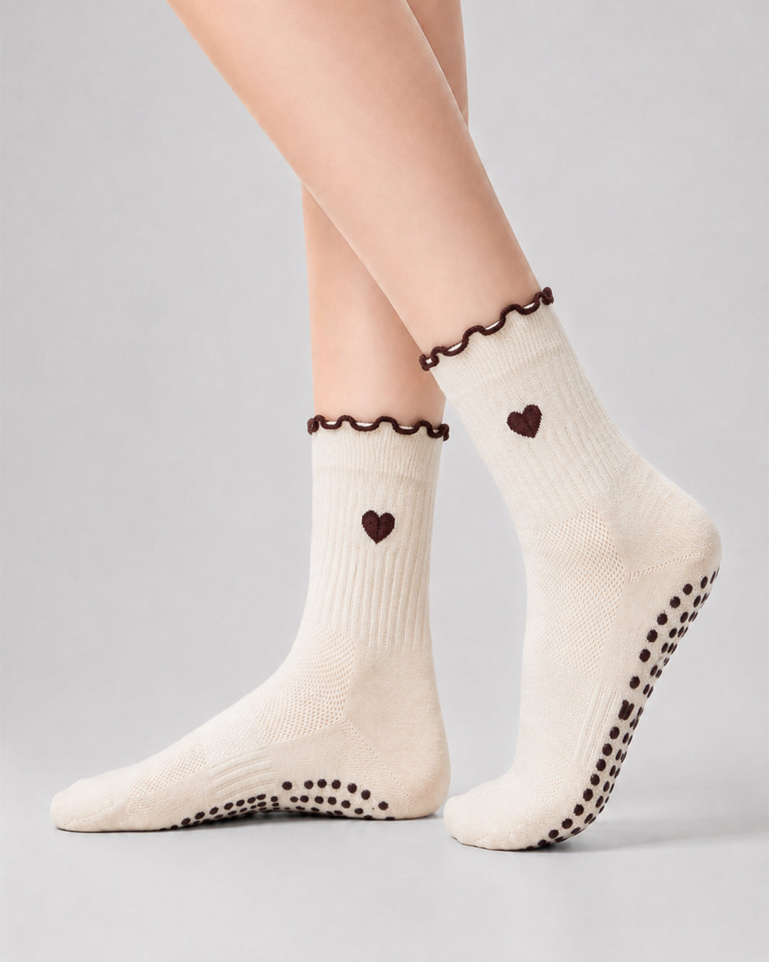 Heart Ruffle Crew Grip Socks(4 pairs)