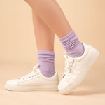 Load image into Gallery viewer, White &amp; Lavender Scrunch Grip Socks for Pilates(2 pairs)
