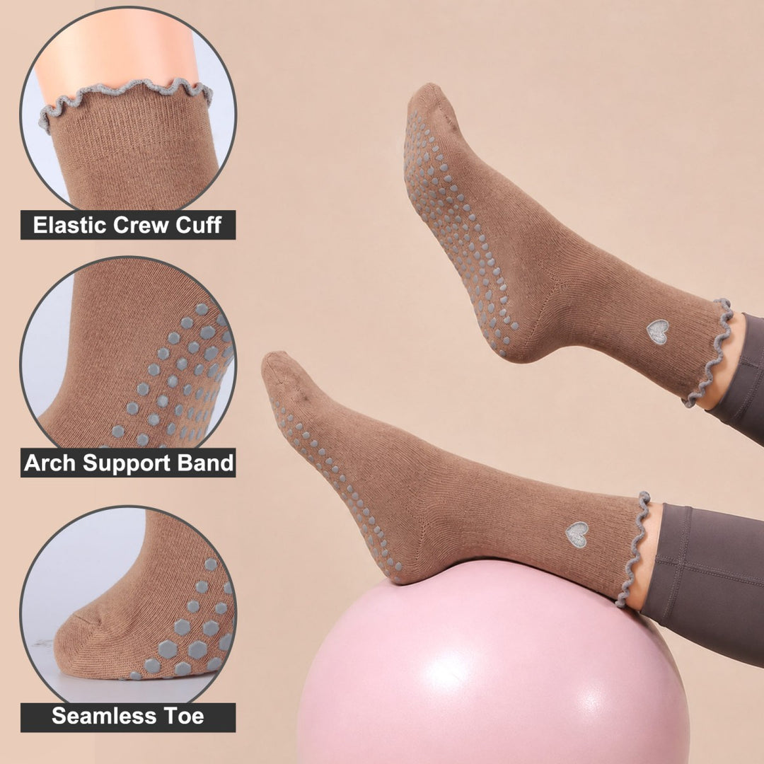 Heart Ruffle Crew Grip Socks(4 pairs)