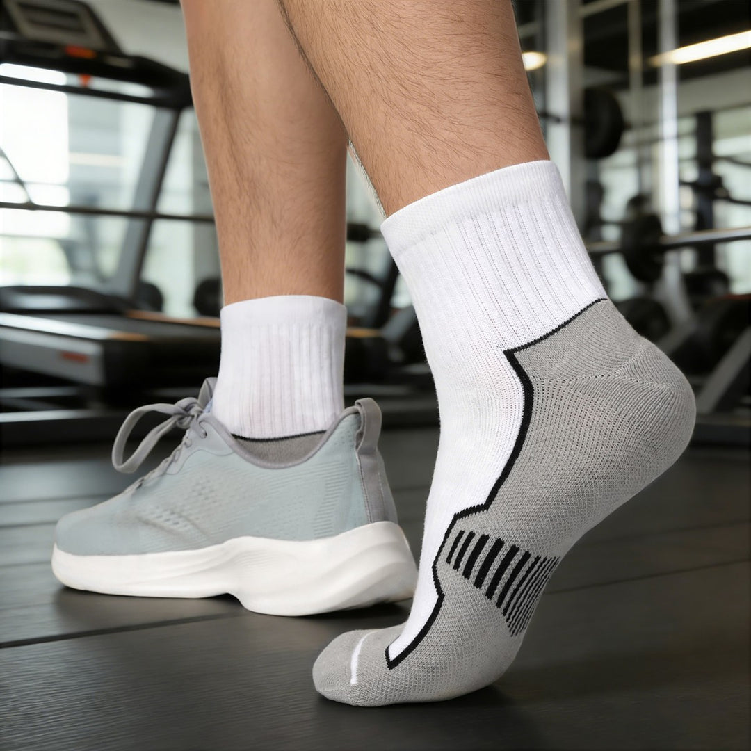 Men's White Ankle Running Socks(6 Pairs)
