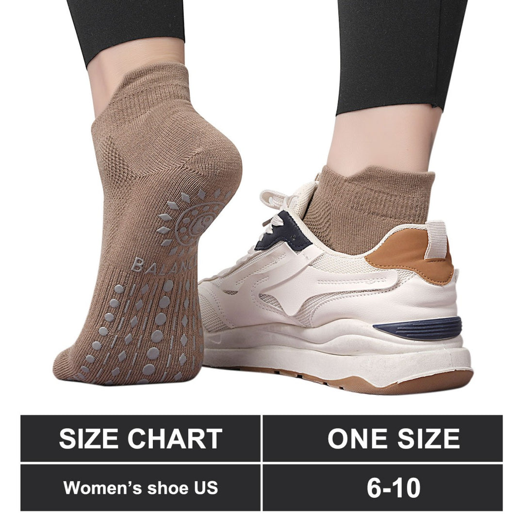 Solid Maillard Ankle Grip Socks(3 Pairs)
