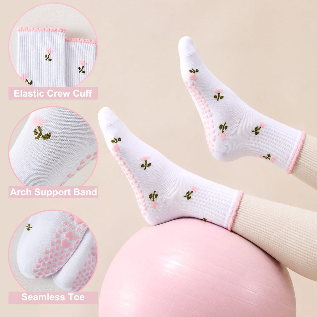 Cute Patterned Ankle Grip Socks(4 pairs)