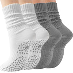 Load image into Gallery viewer, White &amp; Charcoal Scrunch Grip Socks for Pilates(2 pairs)

