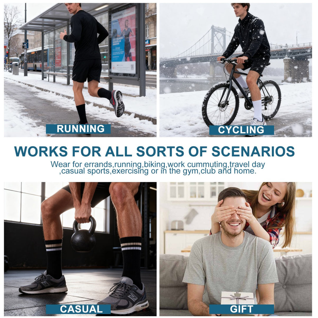 Men's Black Crew Athletic Running Sports Socks(5 Pairs)