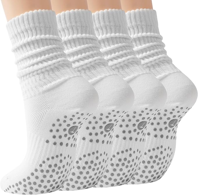 Classic White Scrunch Grip Socks