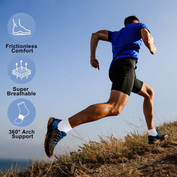 5 Pairs Mens Ankle Running Socks Moisture Wicking Sport Socks Breathable Gym Workout Hiking Walking Sock,WHITE