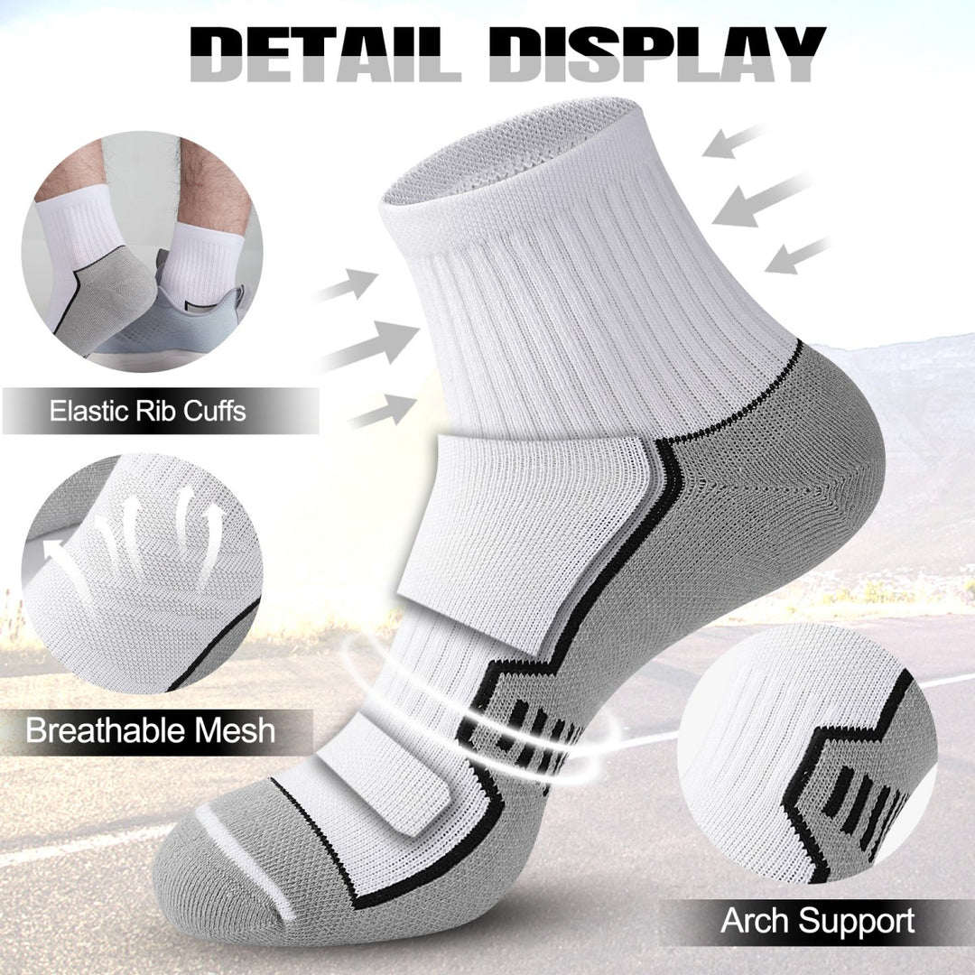 Men's White Ankle Running Socks(6 Pairs)