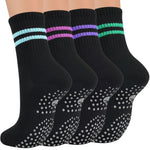 Load image into Gallery viewer, Black Neon Stripe Crew Grip Socks(4 pairs)
