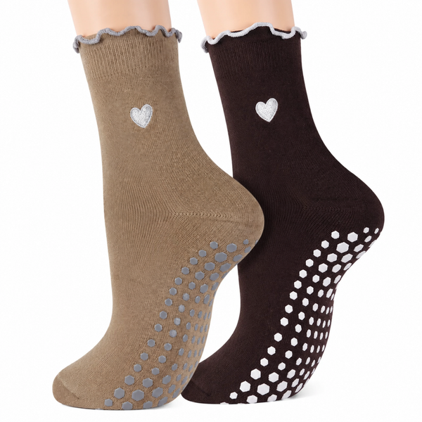 Heart Ruffle Crew Pilates Socks