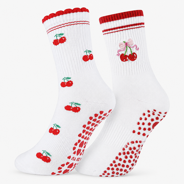 Cherry Collection Pilates Grip Socks