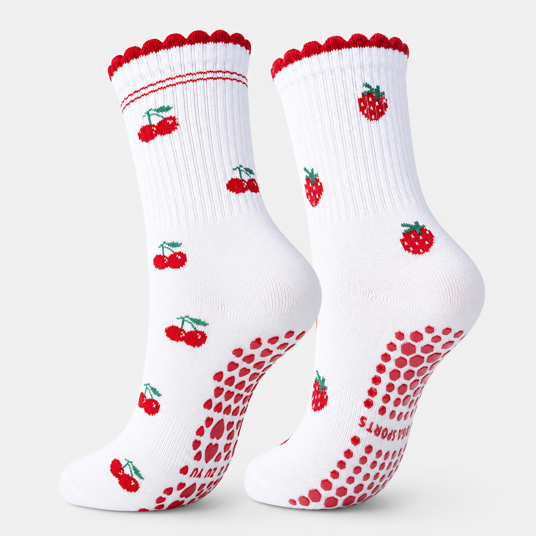 Cherry Collection Pilates Grip Socks