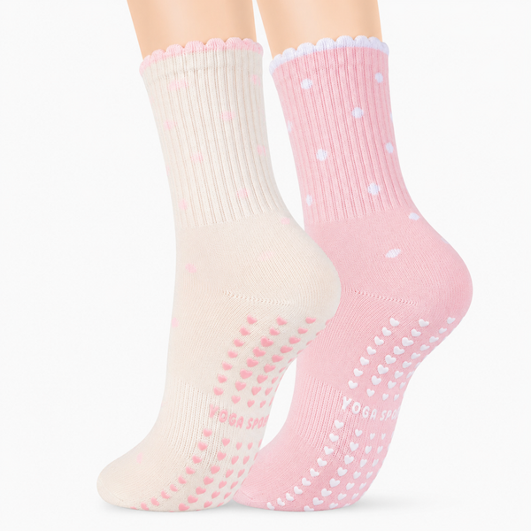 Elegant Polka Dot Crew Grip Socks