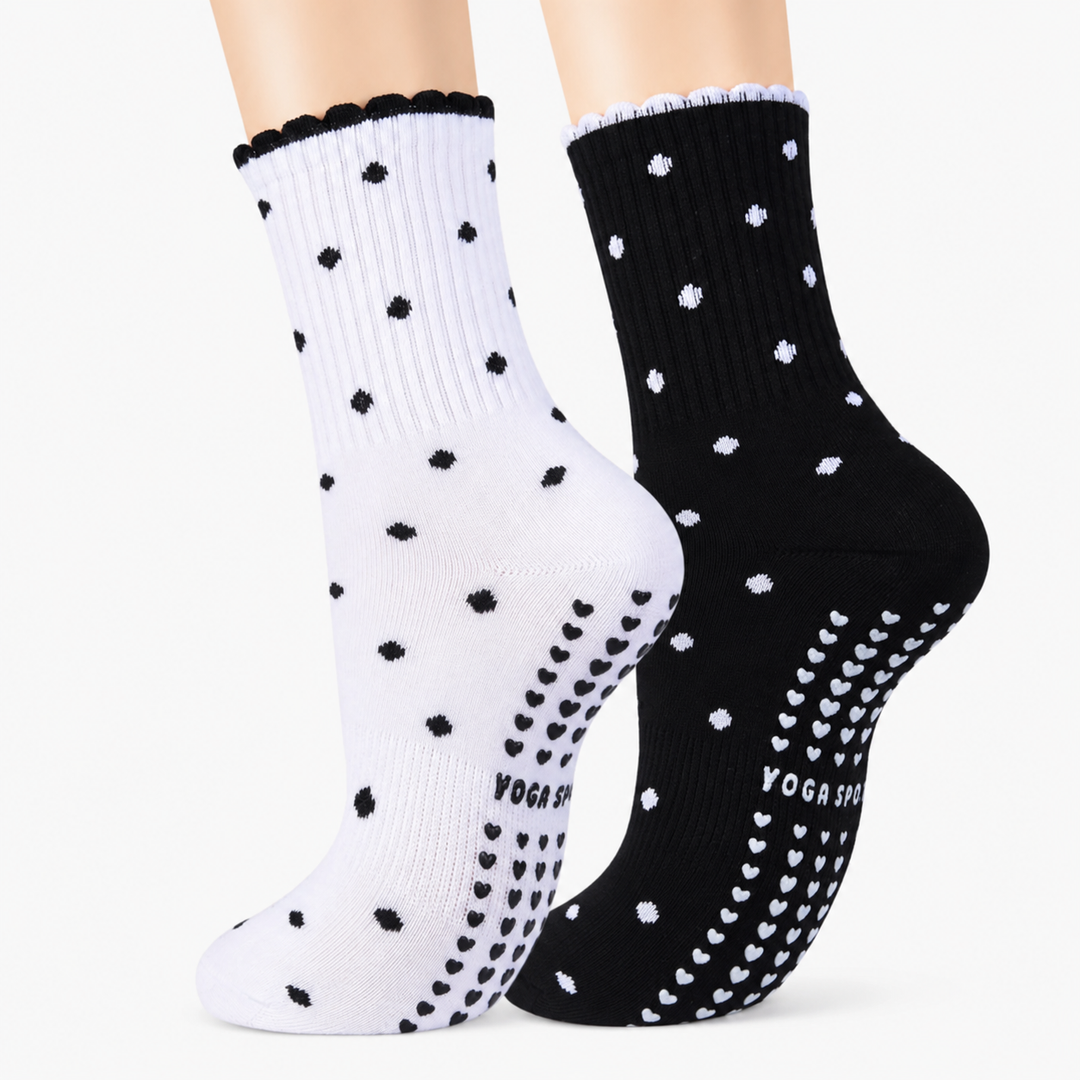 Elegant Polka Dot Crew Grip Socks