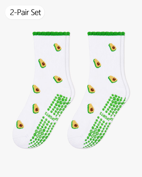 Pilates Socks Avocado Bloom