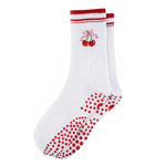 Load image into Gallery viewer, Cherry Bow Crew Grip Socks
