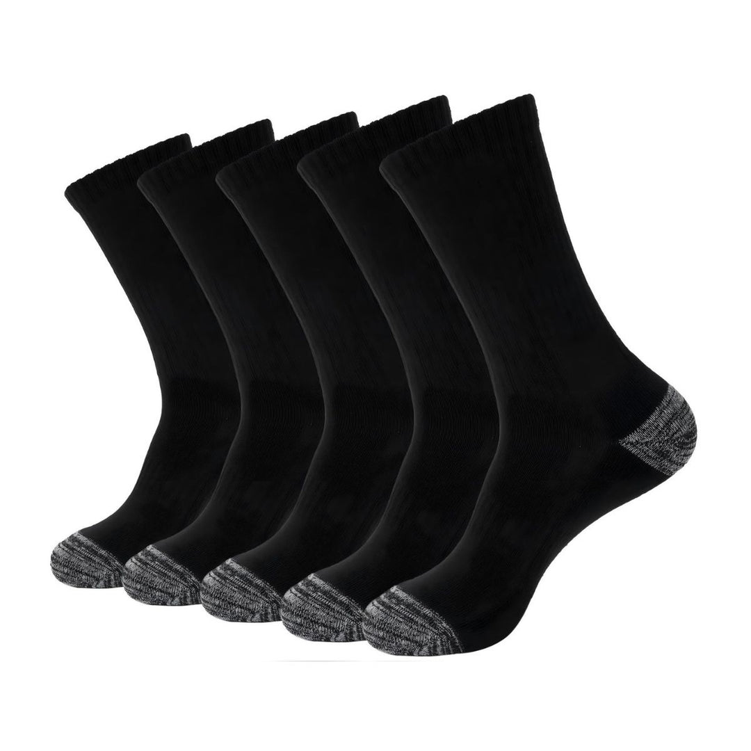 Men's Black Crew Athletic Running Sports Socks(5 Pairs)