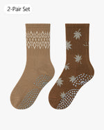Load image into Gallery viewer, pilates socks Cocoa Pattern Duo
